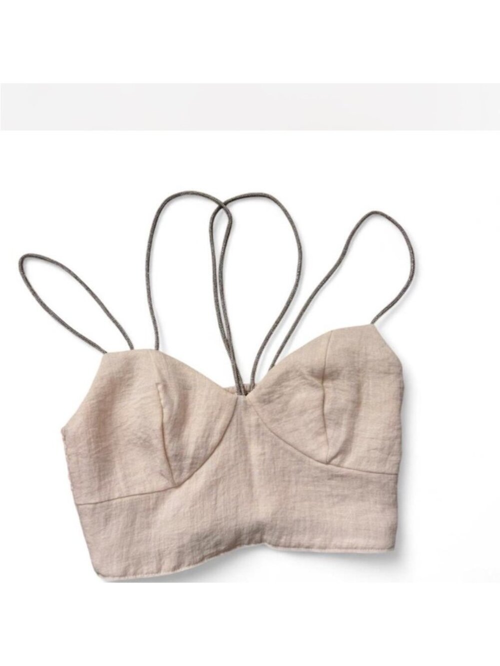 Beige Strappy Crop Top